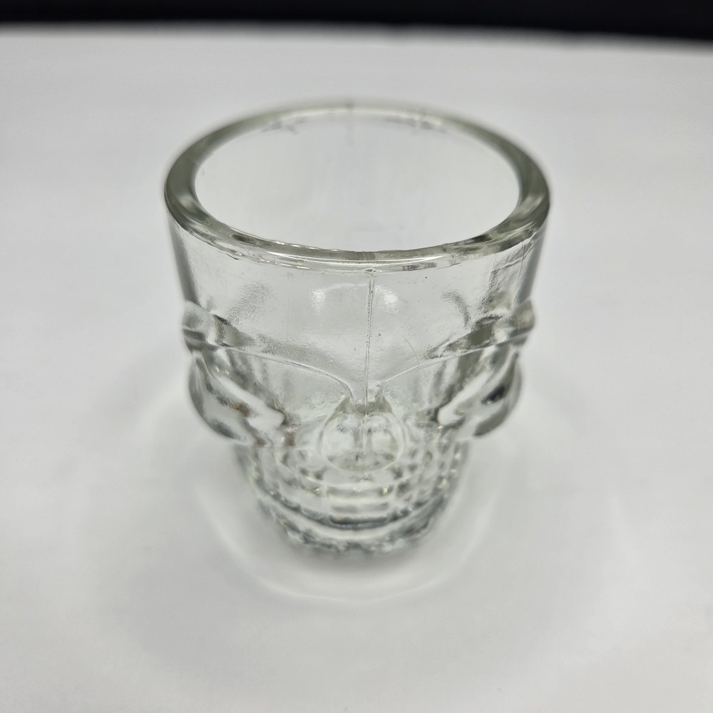 Clear Glass Skull Shot Glass Gothic Barware Horror Halloween